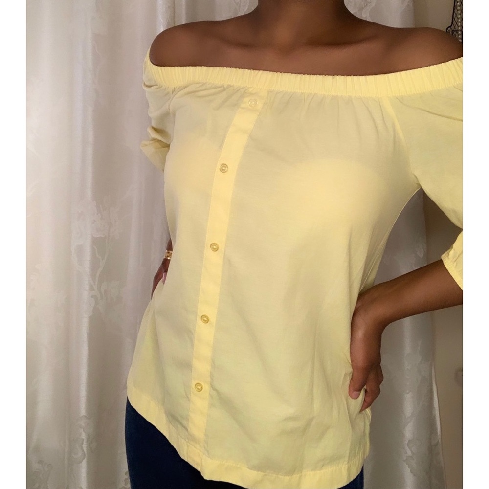Pastel Yellow Off-the-shoulder Shirt